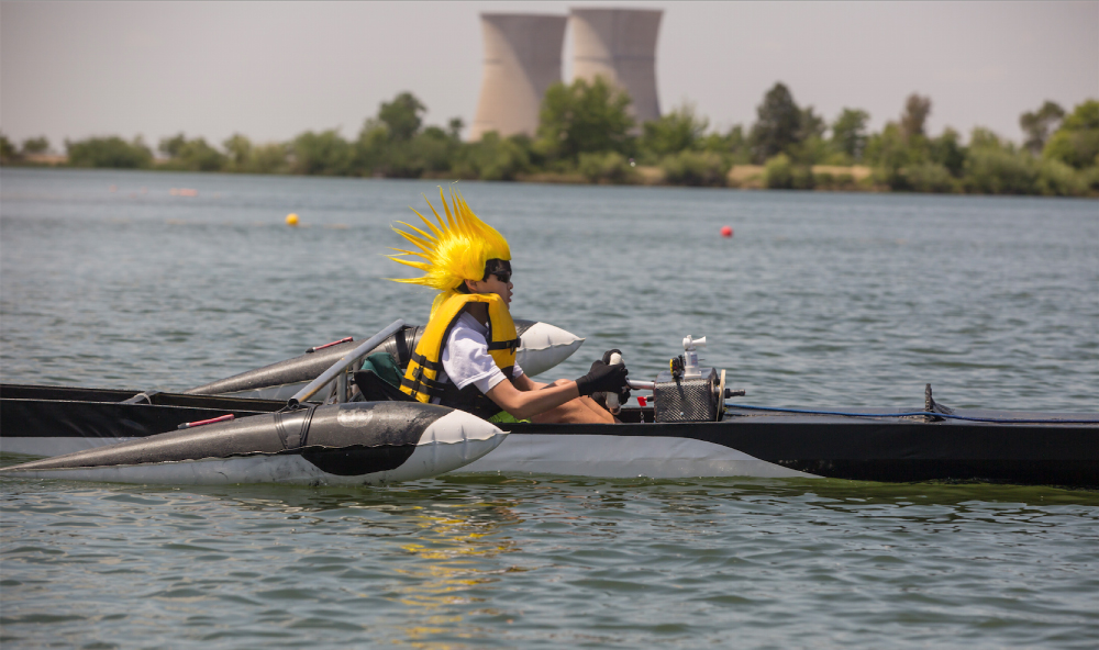 Man competing in solar regatta