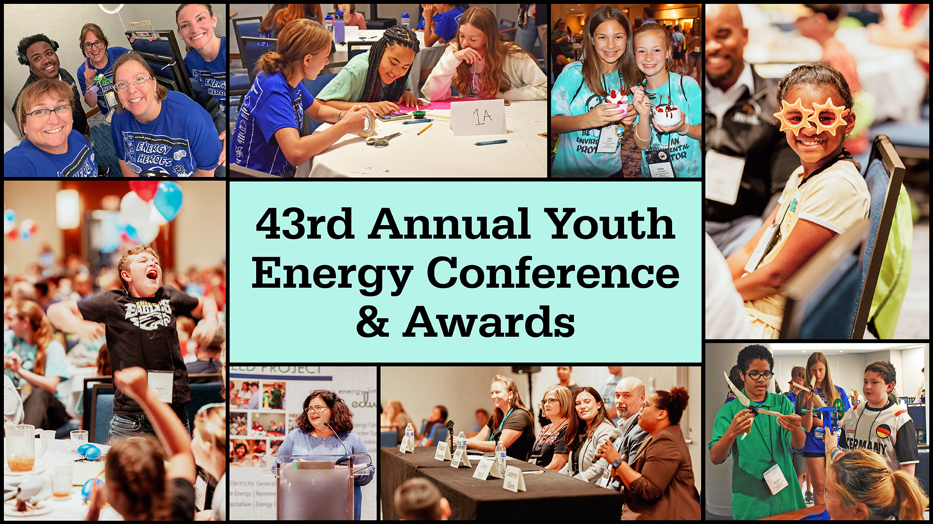 Collage of student images from the 43rd annual youth energy conference and awards